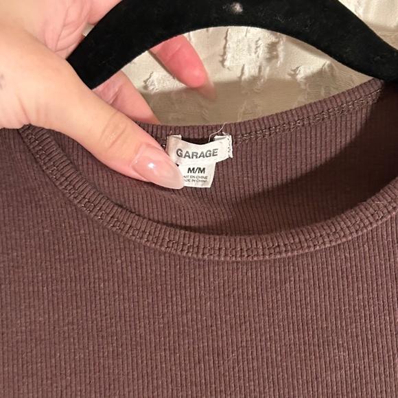 Garage Medium Brown Cropped Long Sleeve Shirt - Picture 2 of 3